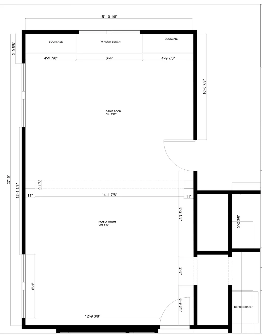 Floor plan of a whole-home remodel in Historic Dilworth, showing a family room and game room