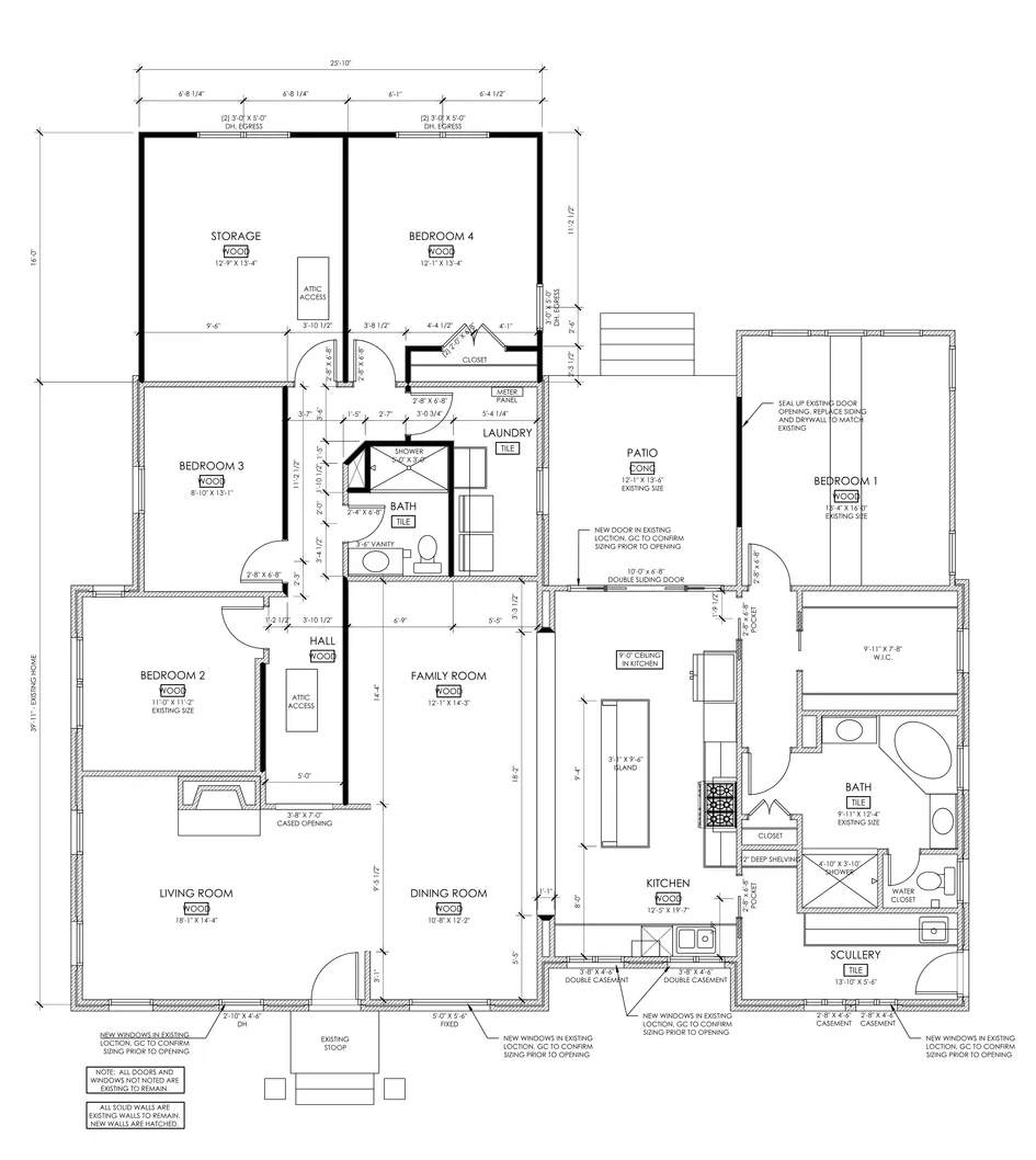 First-floor plan of a whole-home remodel and addition in Sedgefield, Charlotte, NC