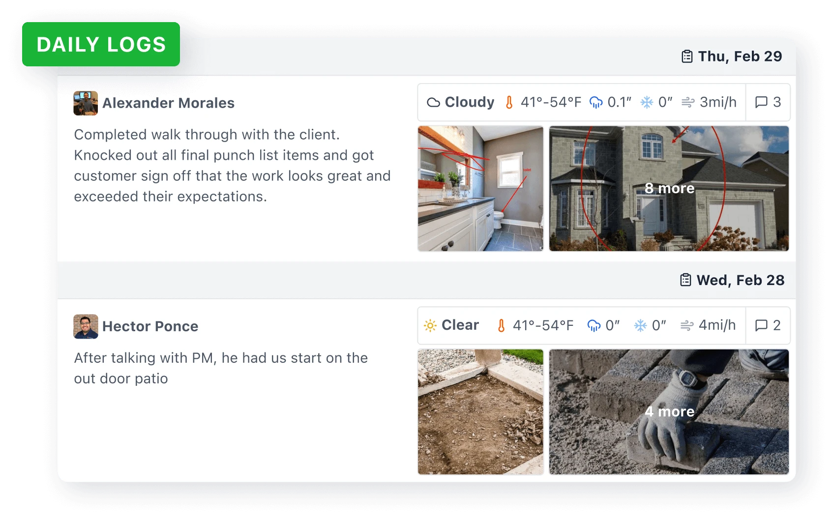 JobTread customer portal daily logs