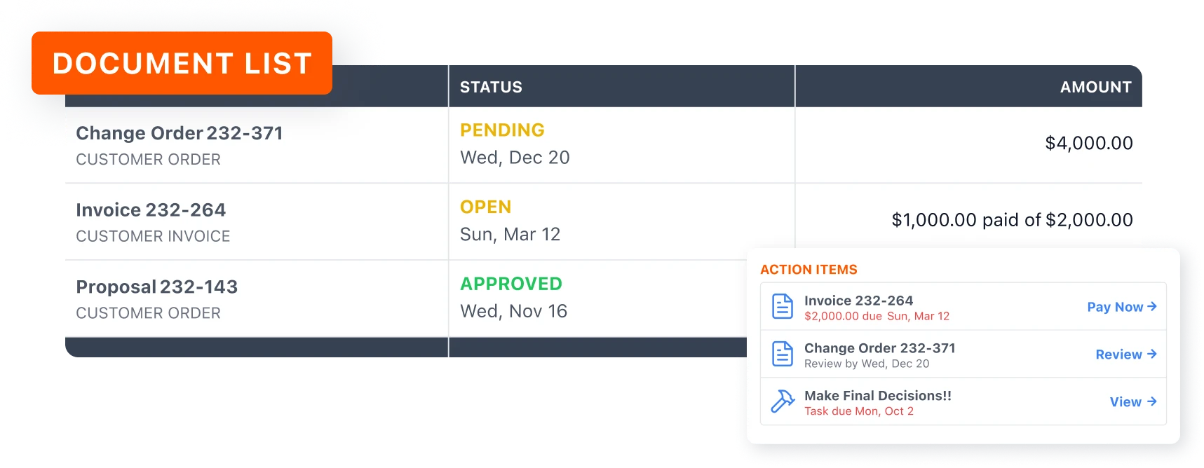JobTread customer portal document list