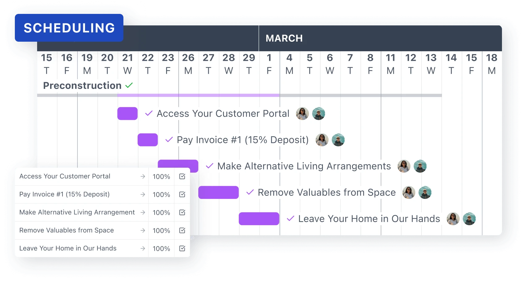 JobTread customer portal project schedule
